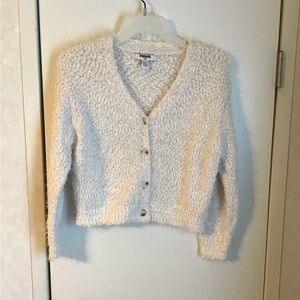 RSQ Cream Popcorn Knit Cardigan Button Up Long Sleeve Cozy Women's Large